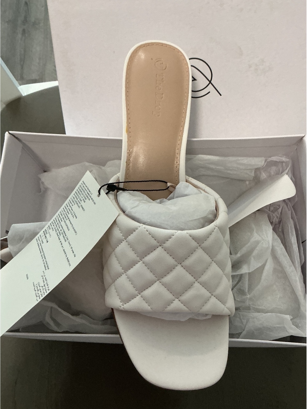Womans Size 11 The Drop Cream Quilted Block Heel Slip On Heels 30B